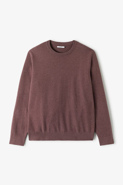 Pull col rond jeux de points fantaisie