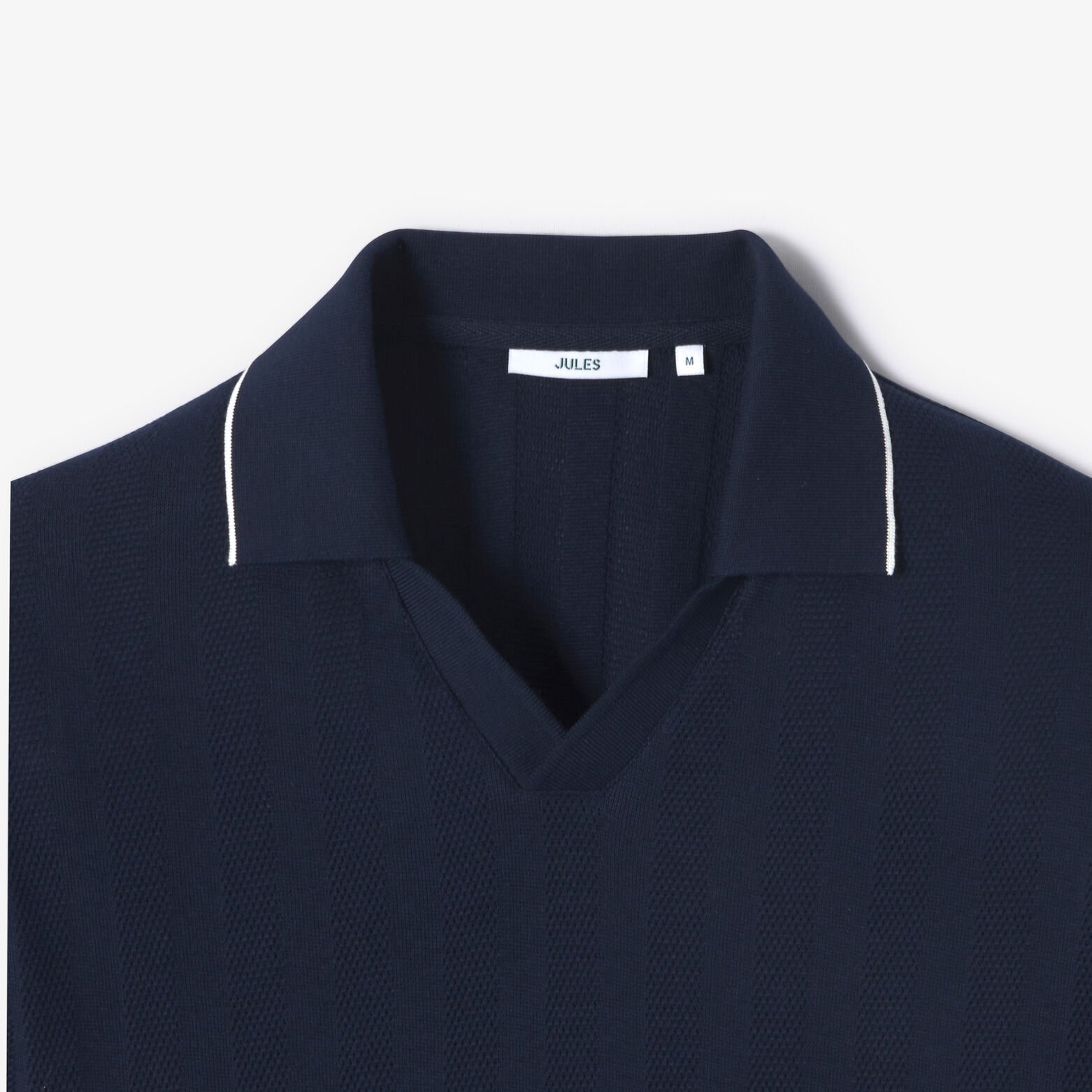 Polo manches courtes col resort textur&eacute;