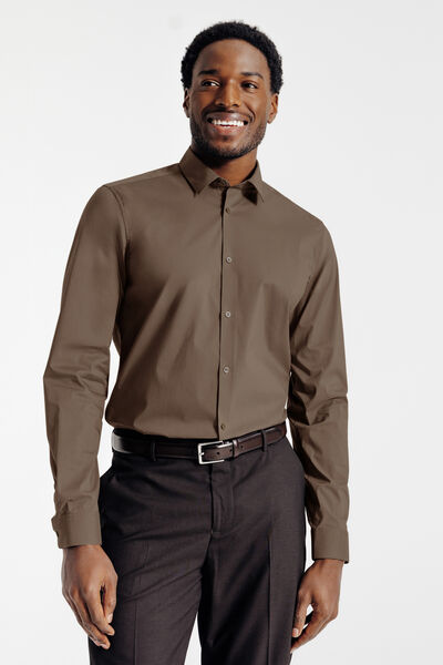 Slim effen hemd in gerecyclede polyamide