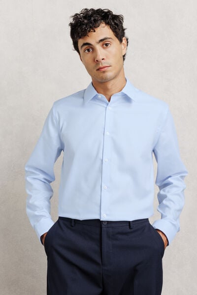 Chemise 100% coton slim sans repassage textur&eacute;e / 
