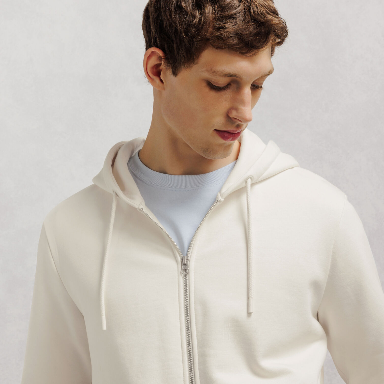 Sweat &agrave; capuche zipp&eacute; molleton uni