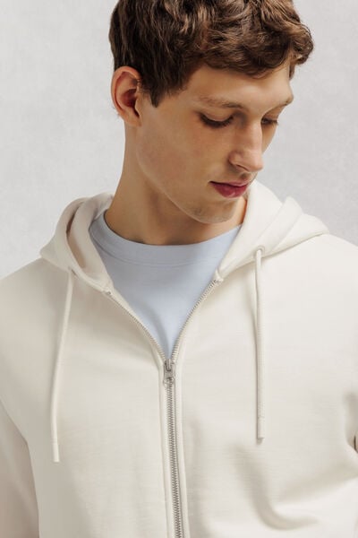 Sweat &agrave; capuche zipp&eacute; molleton uni