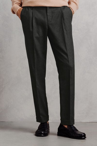 Pantalon tapered flanelle