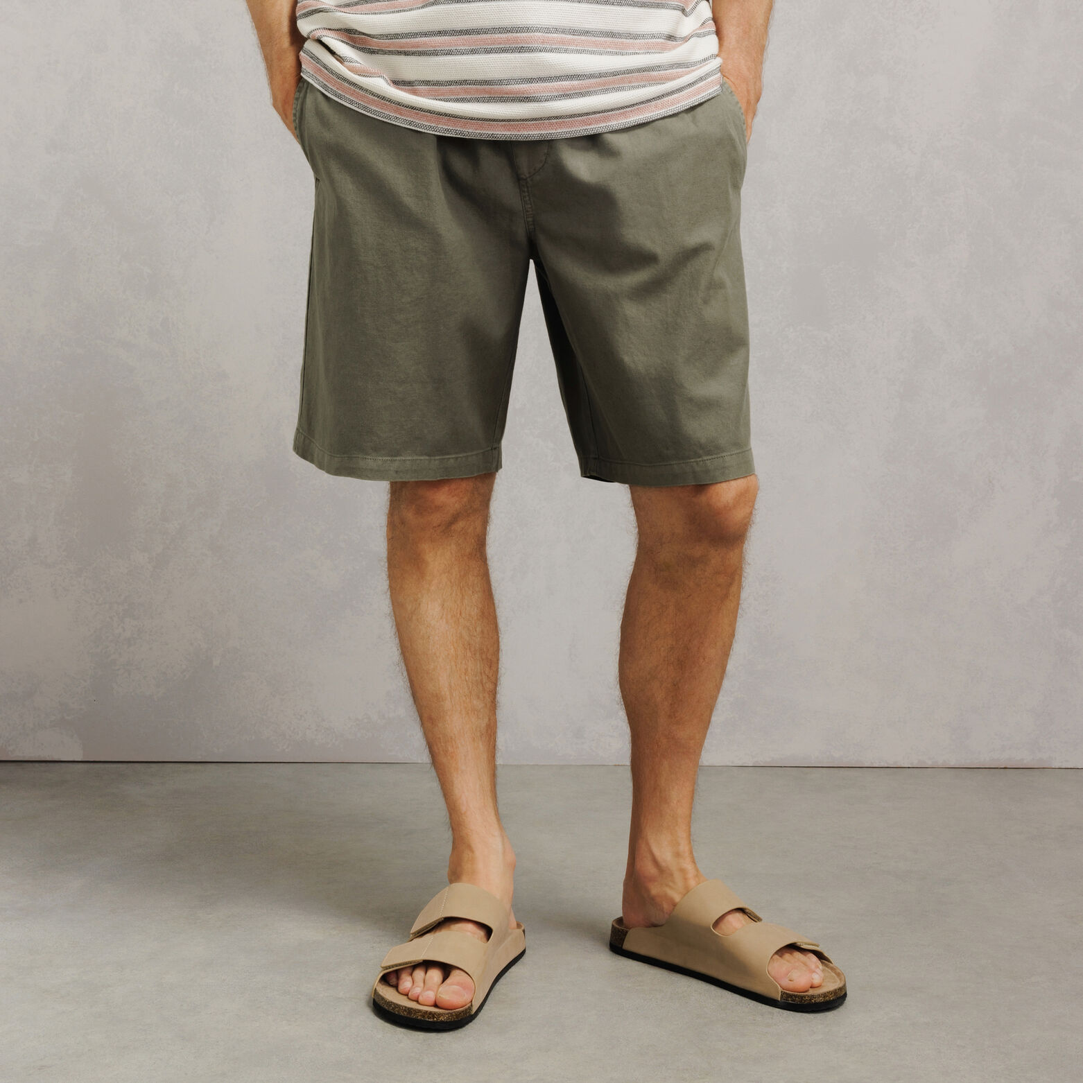 Bermuda coton lin taille &eacute;lastiqu&eacute;e