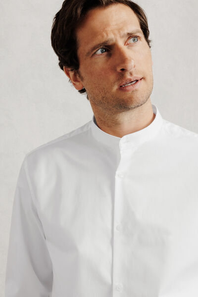 Chemise en coton col mao regular unie