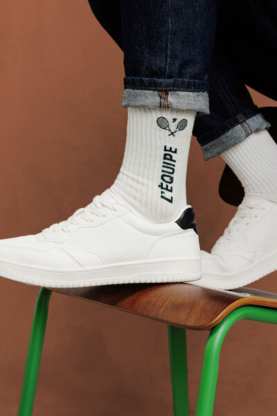 Chaussettes hautes brod&eacute;es licence l'&Eacute;quipe