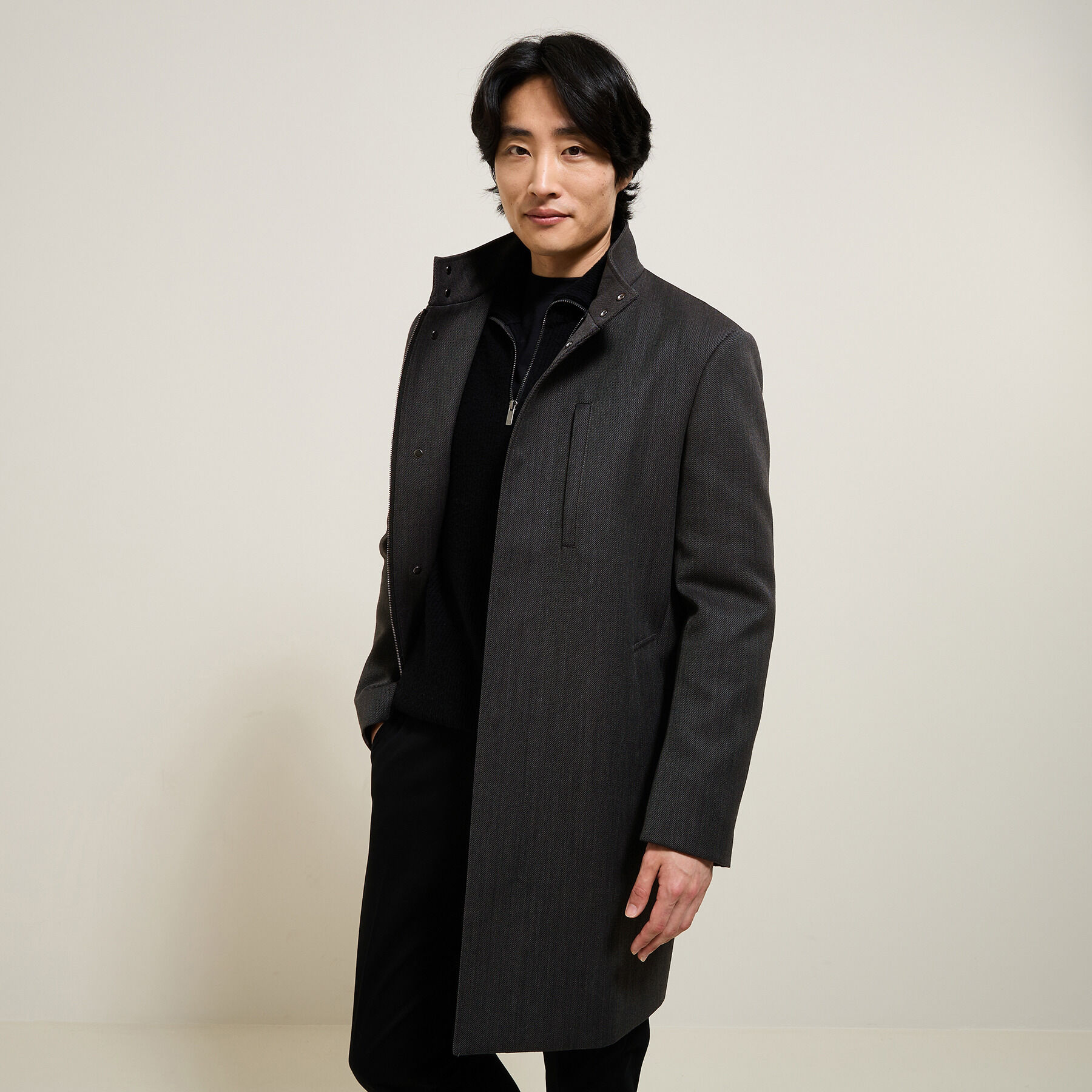 Manteau hiver long Gris homme manteaux 3 4 Jules