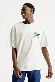 T-shirt in katoen met print voor- en achteraan