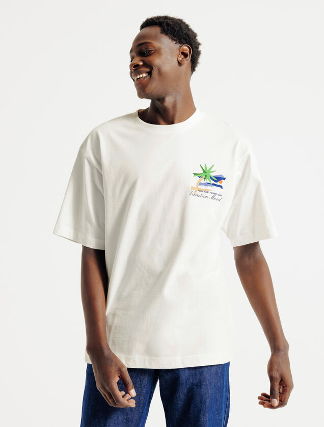 T-shirt in katoen met print voor- en achteraan
