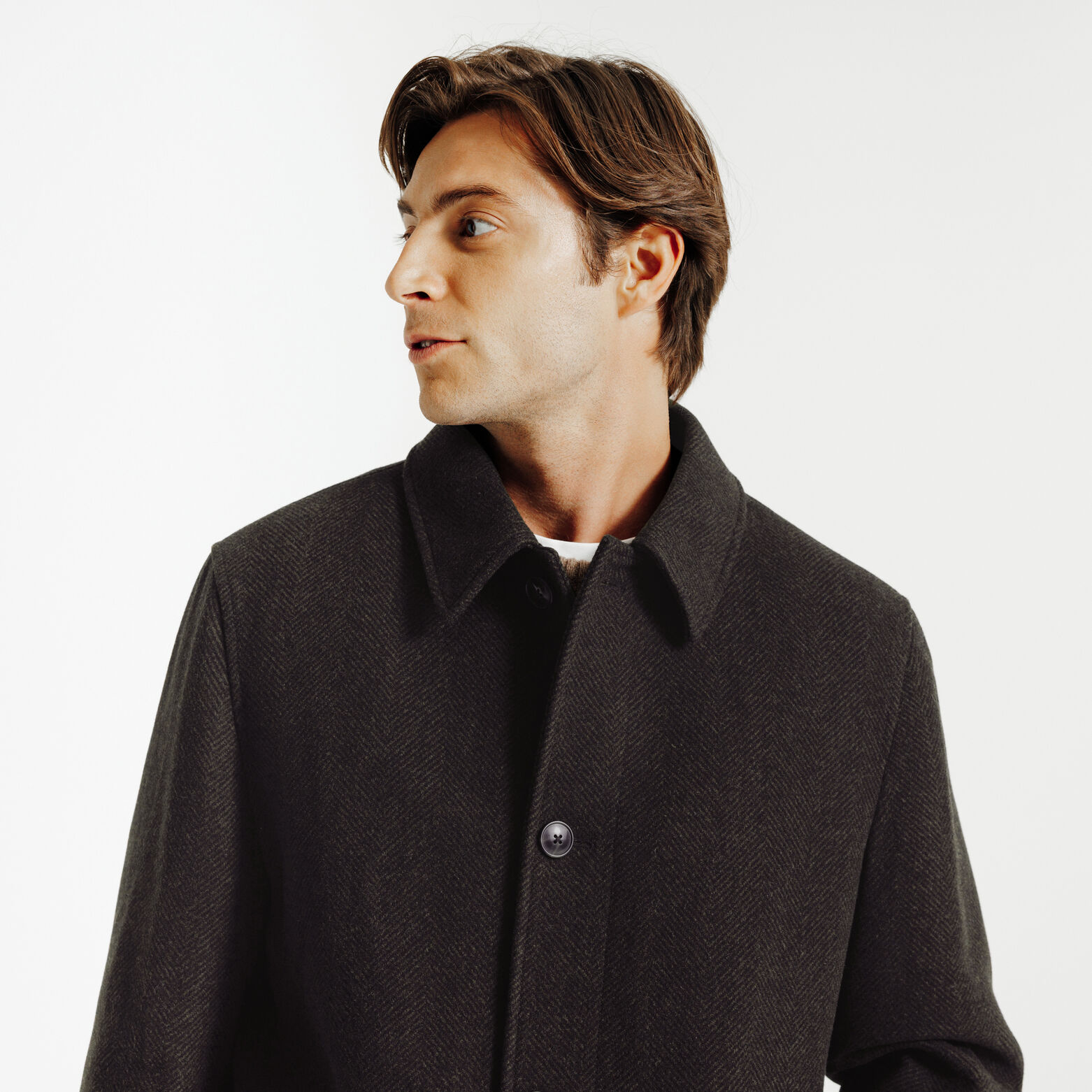 Manteau long col chemise