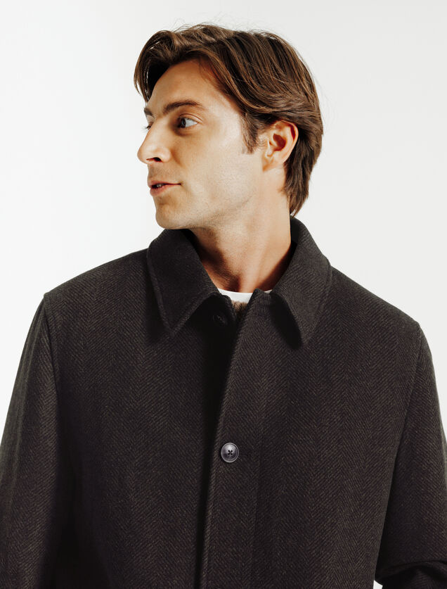 Manteau long col chemise