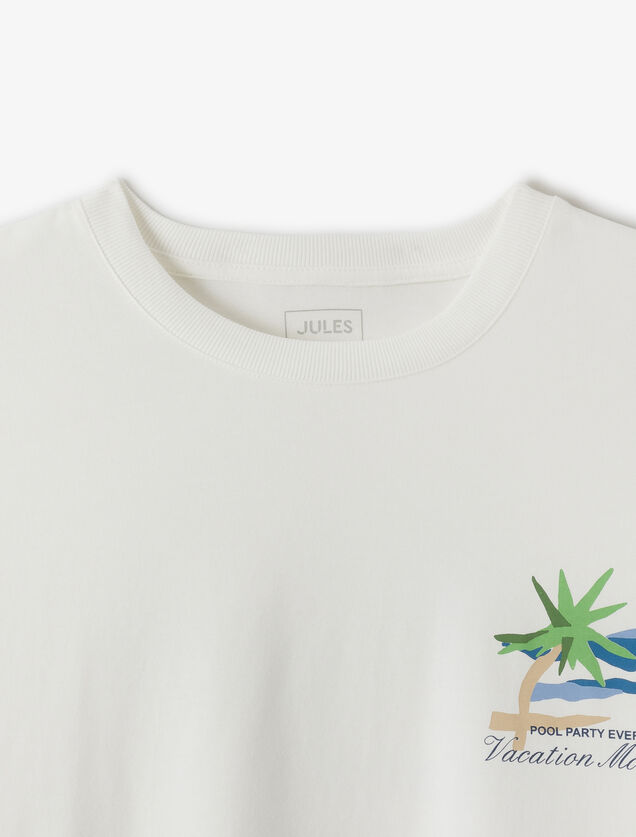 T-shirt in katoen met print voor- en achteraan