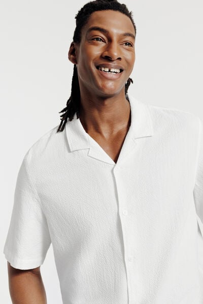 Chemisette en coton seersucker unie