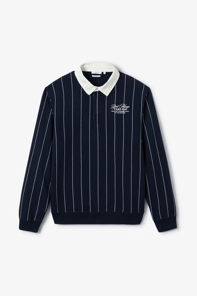 Polo molleton ray&eacute; brod&eacute; poitrine