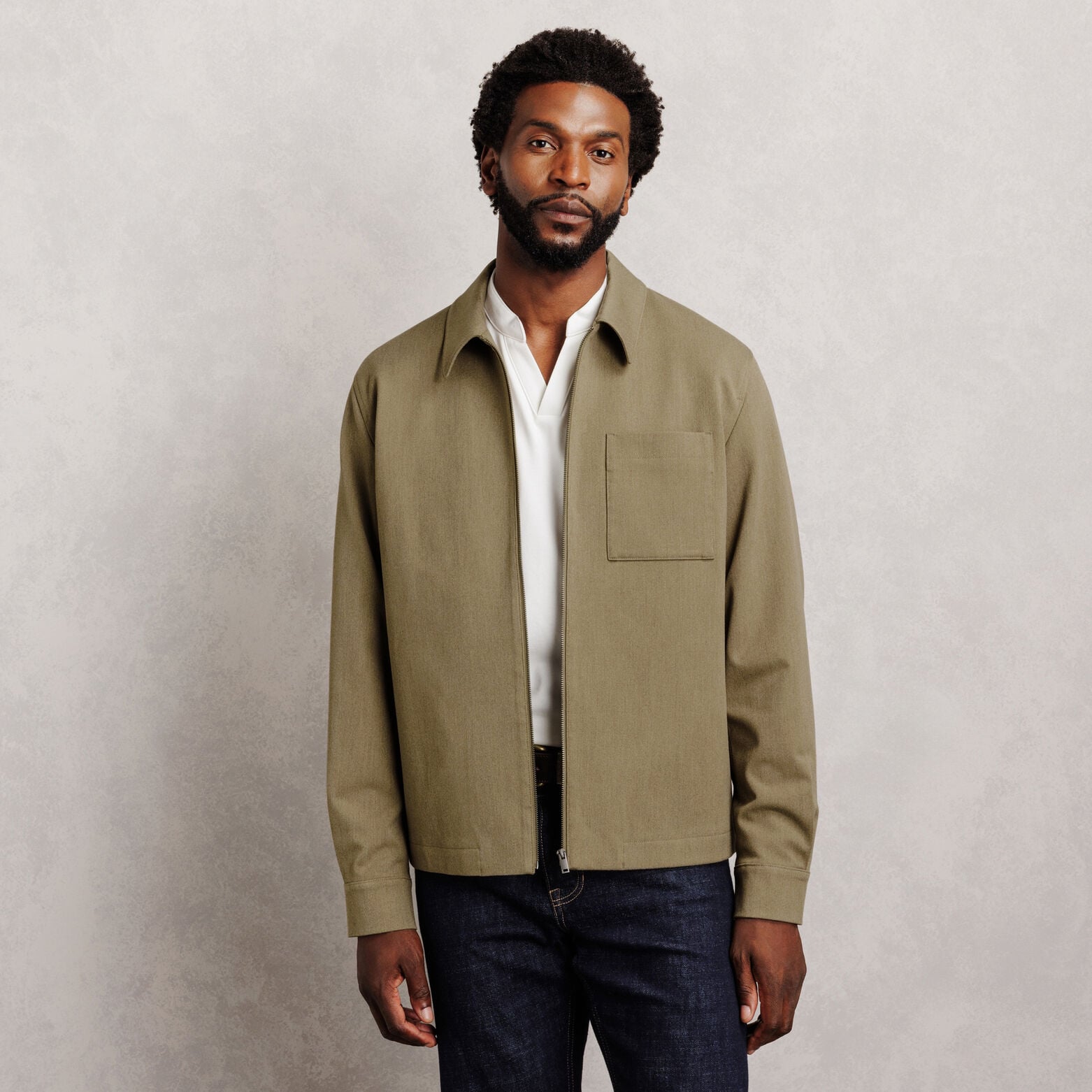 Veste col chemise zipp&eacute;e