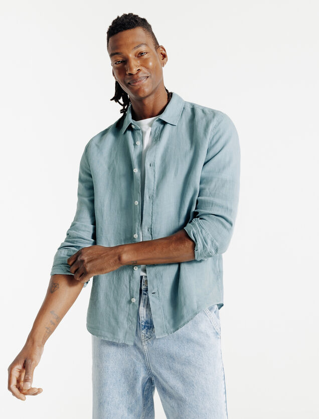 Regular fit hemd in linnen