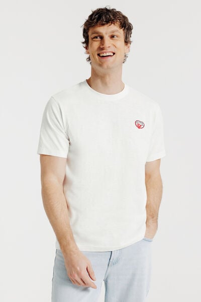 Tee shirt mati&egrave;re flamm&eacute;e broderie poitrine