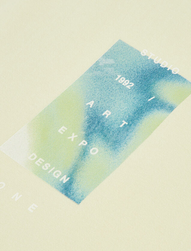 Tee shirt imprim&eacute; en coton col rond