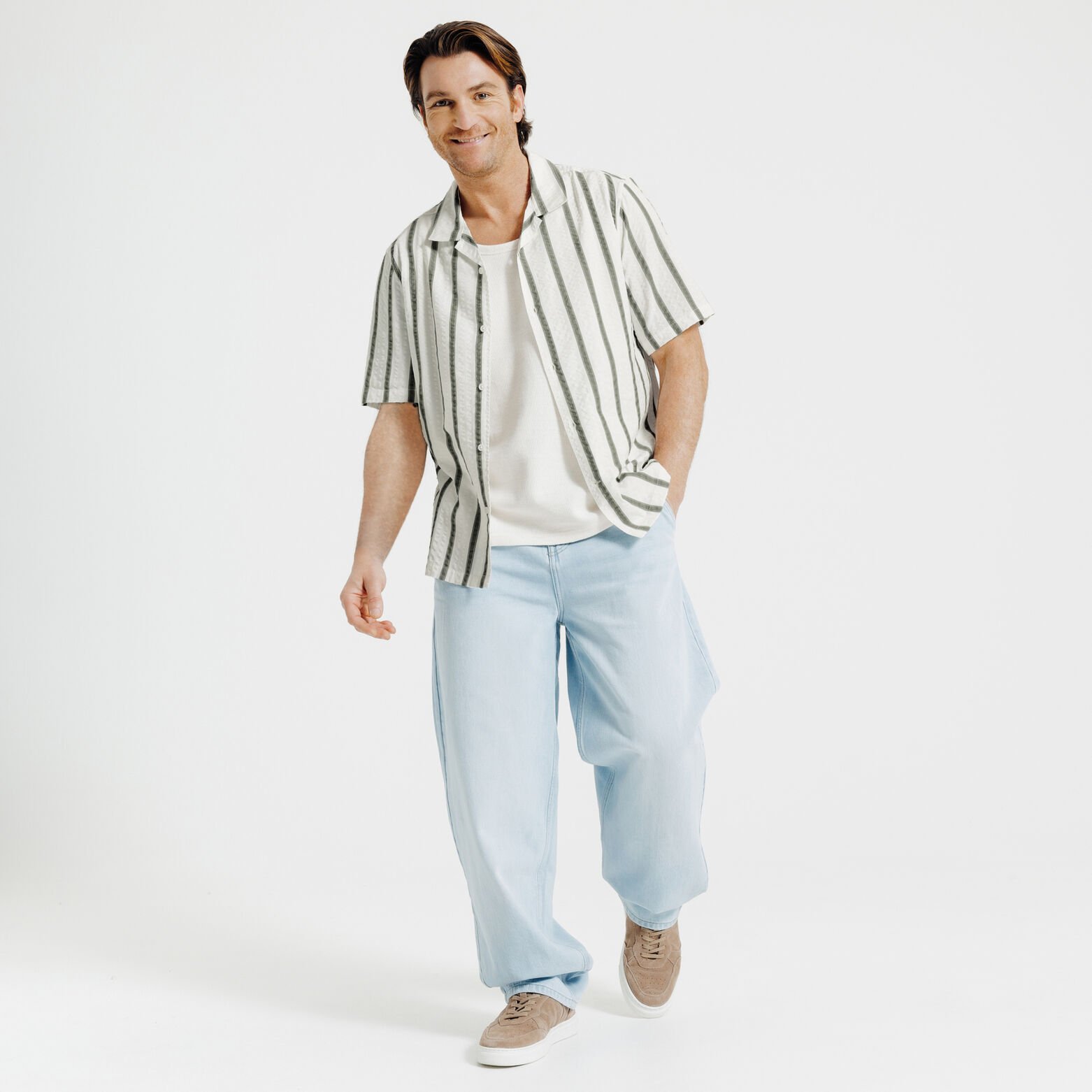 Gestreept hemdje in seersucker katoen