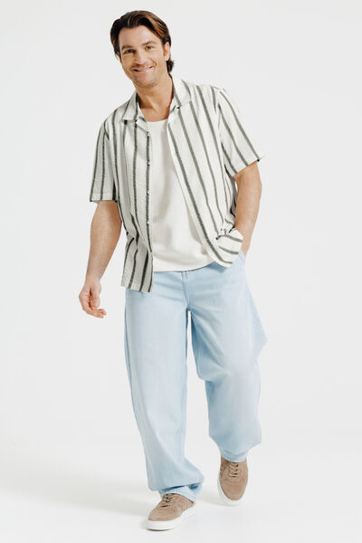 Gestreept hemdje in seersucker katoen