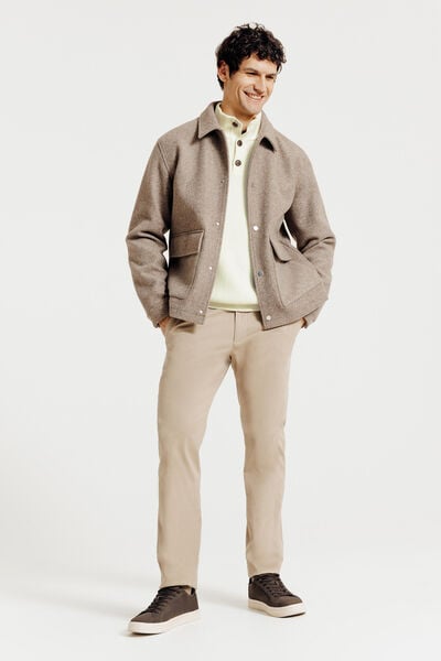 Pull col montant boutonn&eacute; poche poitrine