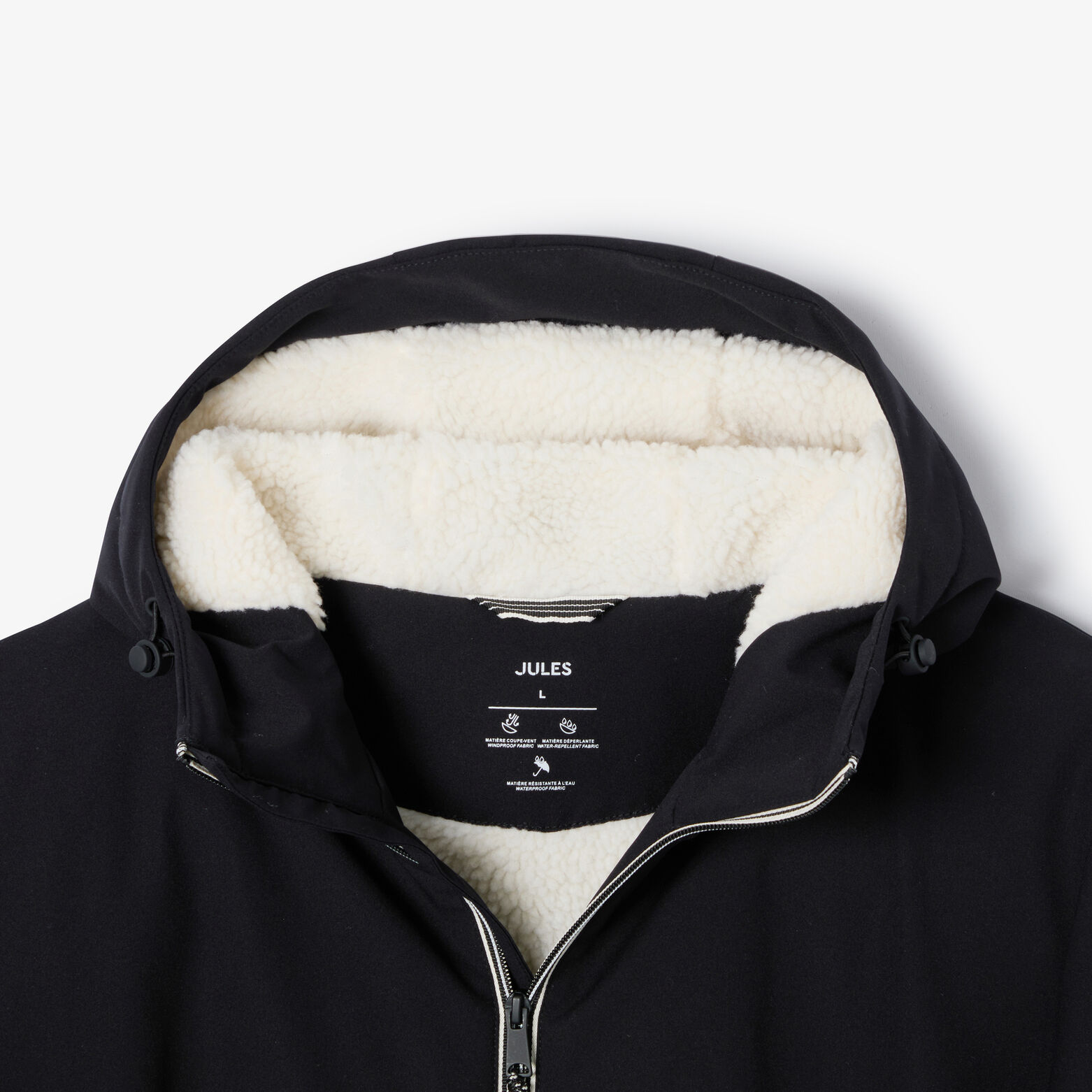 Parka longue &agrave; capuche doubl&eacute;e en sherpa