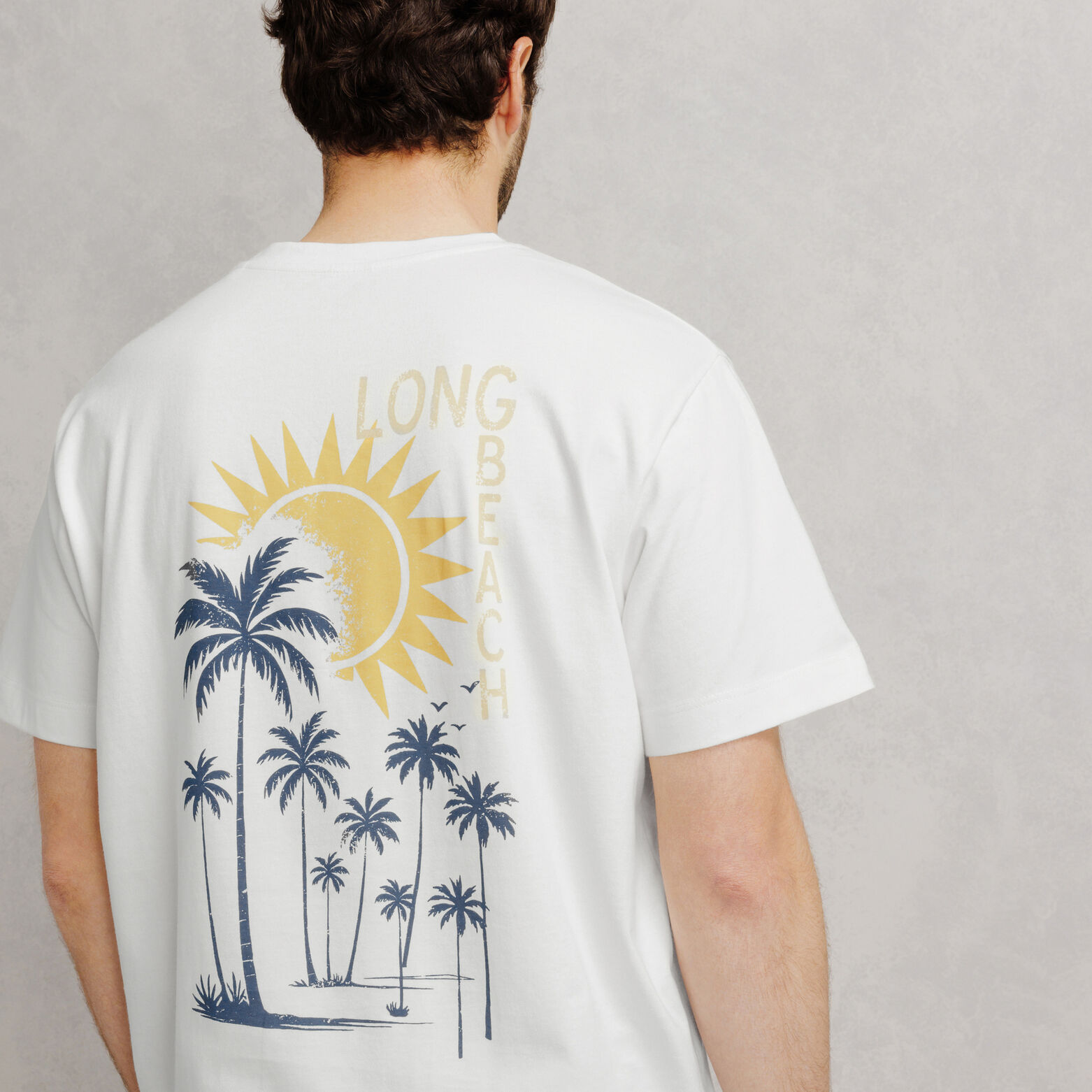 Tee shirt col rond imprim&eacute; devant dos "Long Beach"