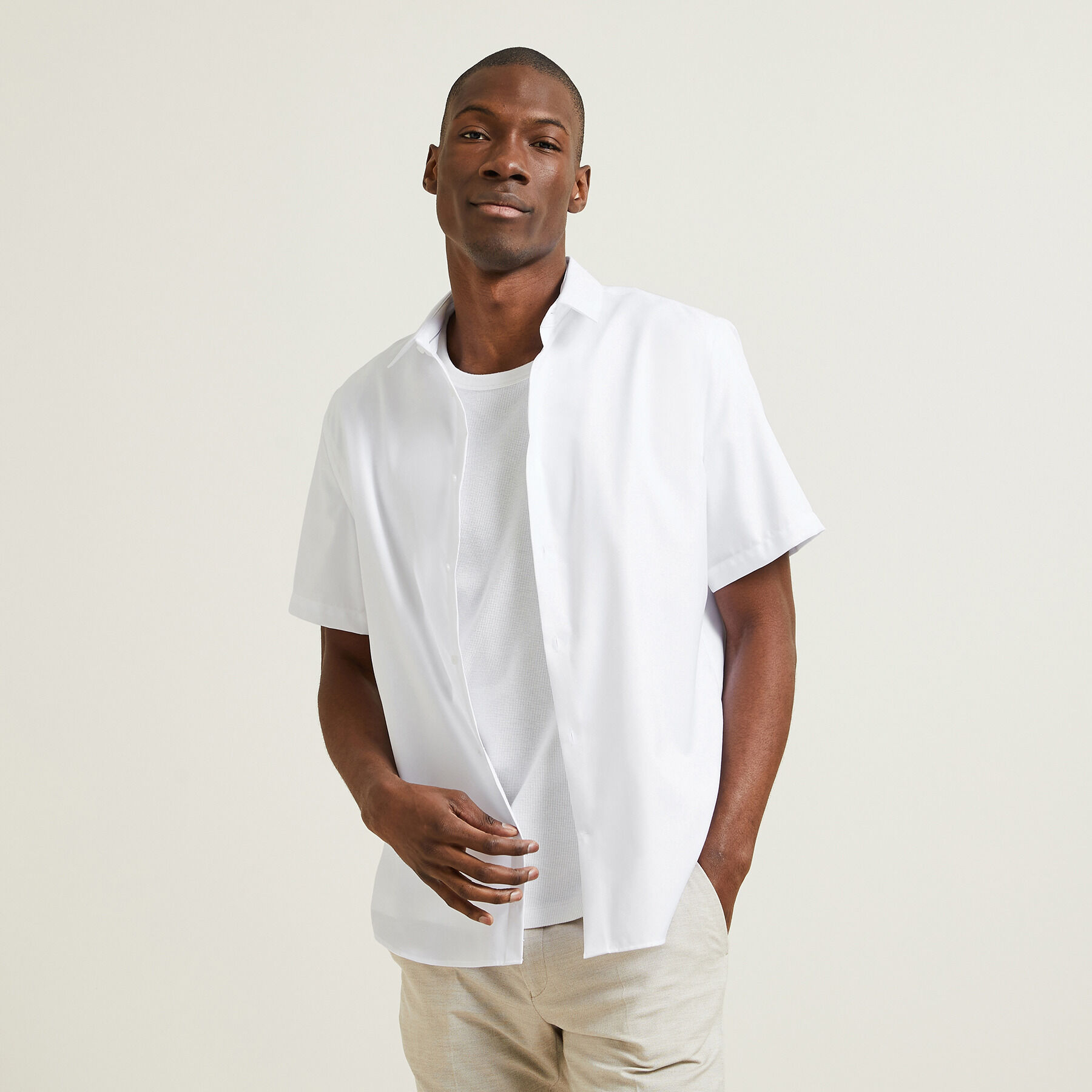 Chemisette en coton sans repassage Blanc Jules