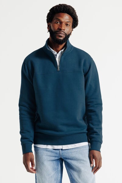 Effen sweater met opstaande ritskraag