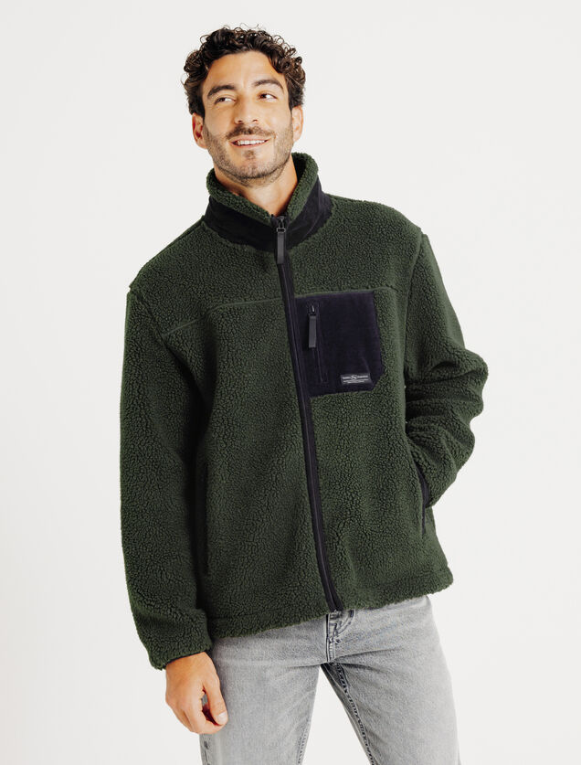 Veste zipp&eacute;e en sherpa contrast&eacute;e