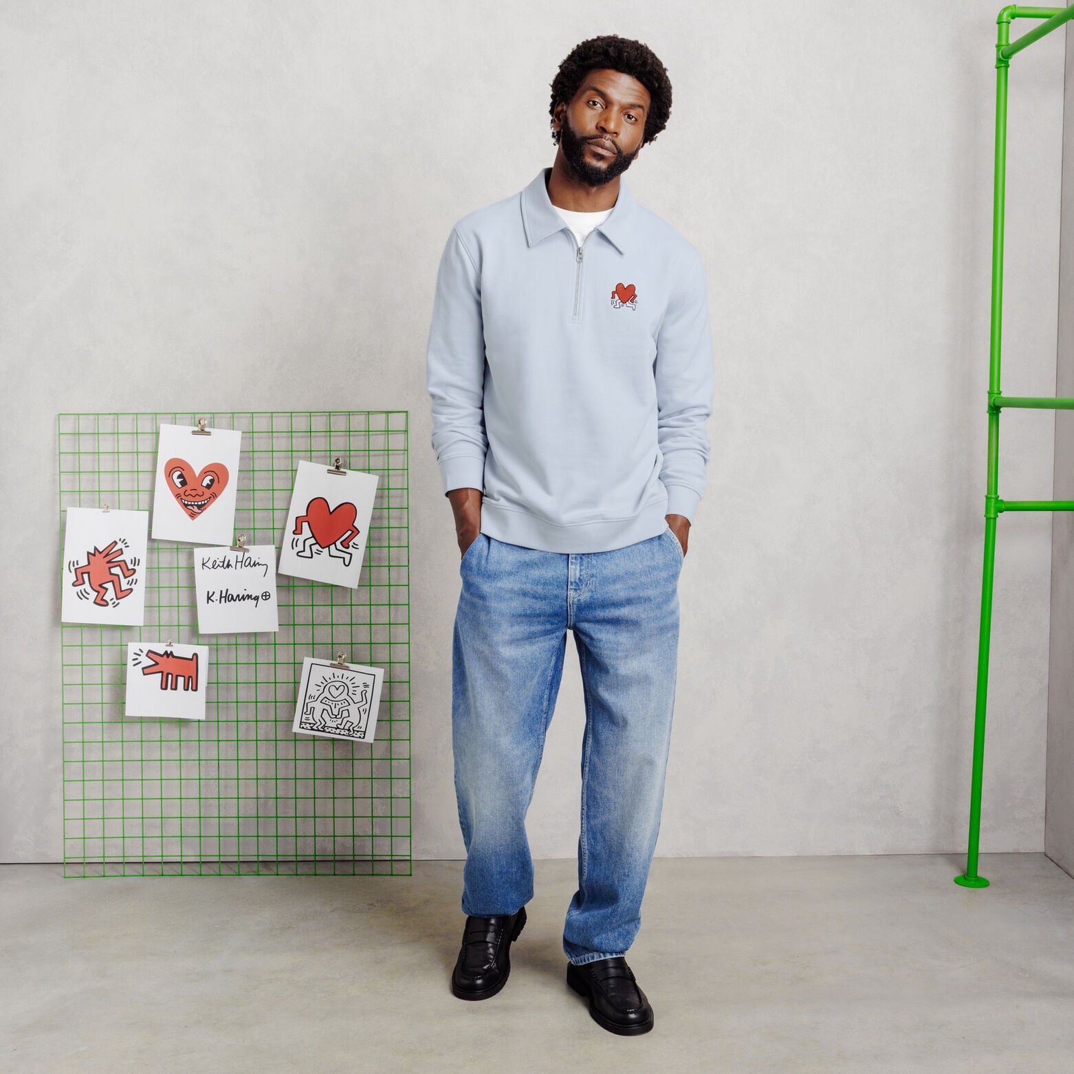 Sweater met ritskraag licentie Keith Haring