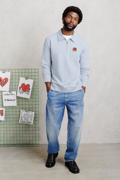 Sweater met ritskraag licentie Keith Haring