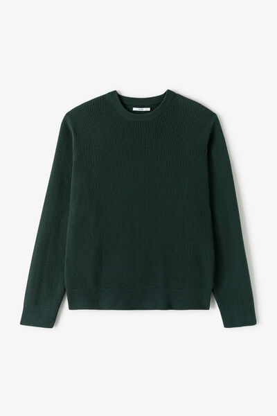 Pull col rond jeux de points fantaisie