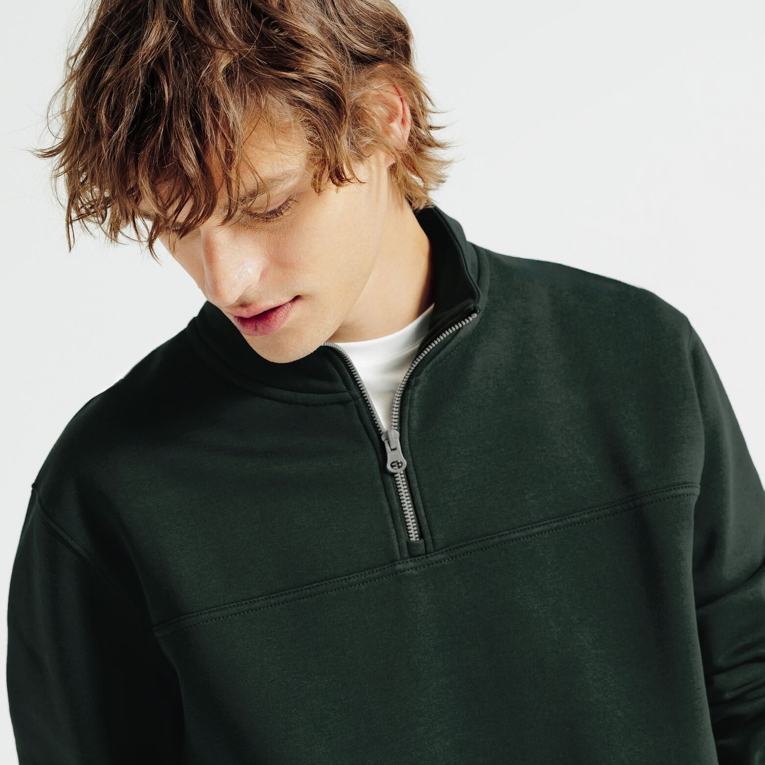 Sweat col montant zippé uni