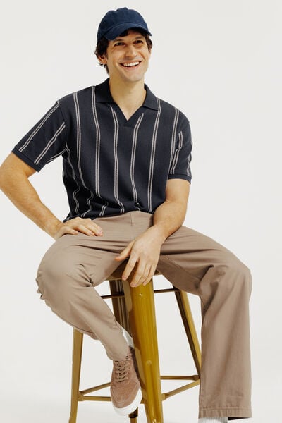 Gestreepte polo korte mouwen met resortkraag