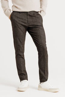 Slim fit chinobroek met flaneleffect