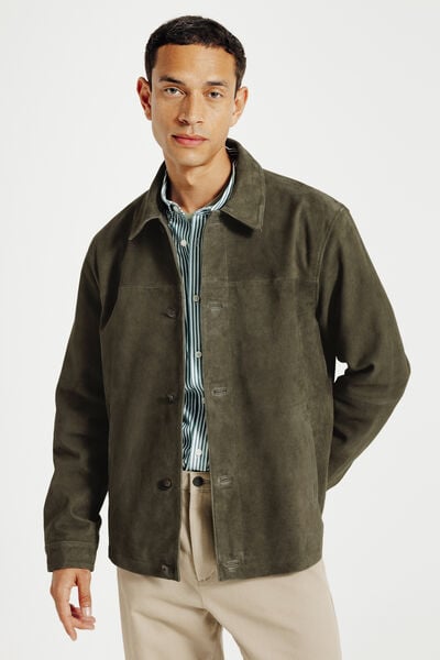 Blouson en cuir boutonn&eacute;