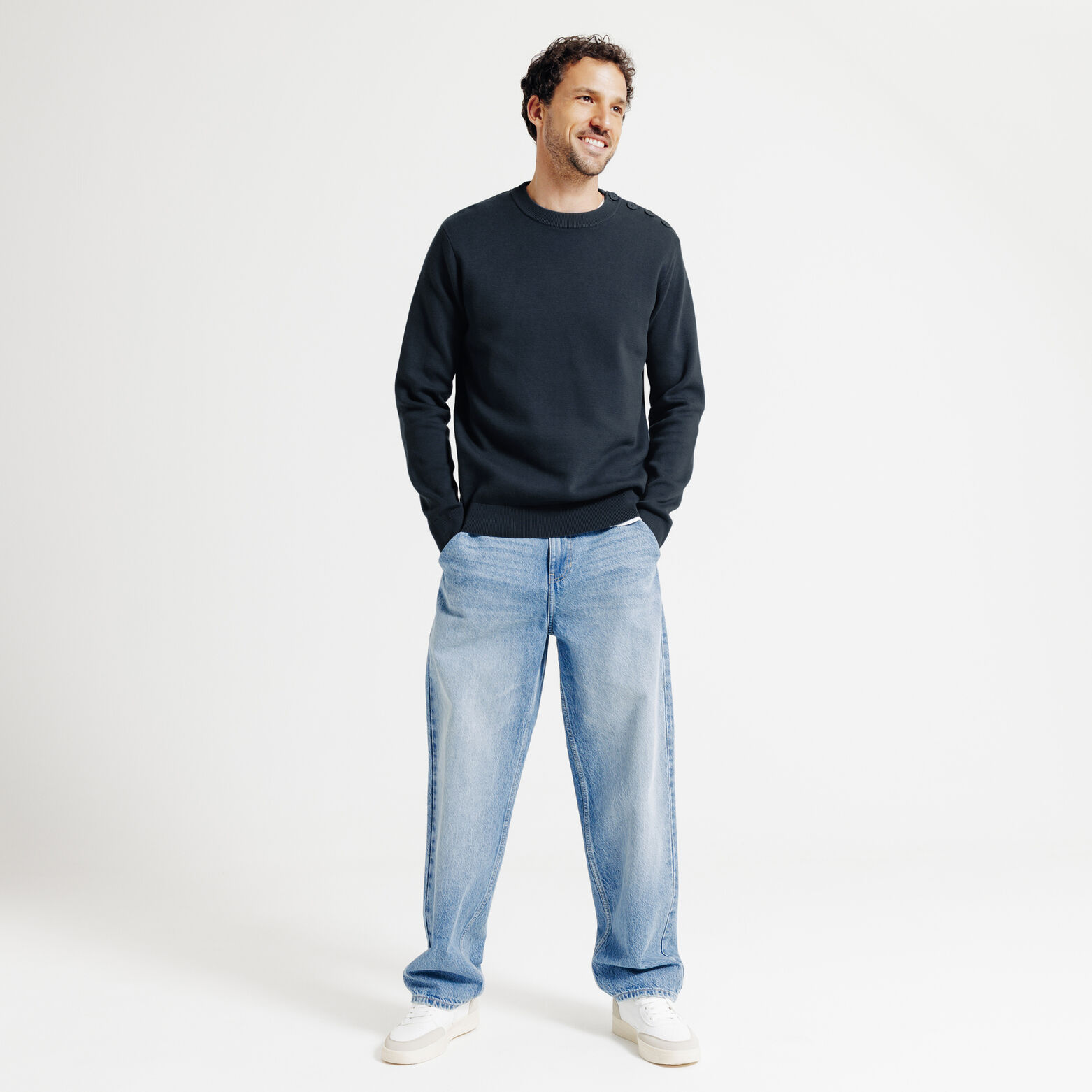 Pull col rond boutonn&eacute; "le parfait by JULES"