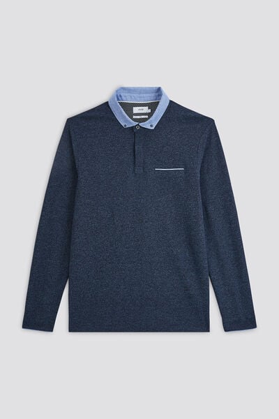 Polo met lange mouwen, getwijnd piqué tricot