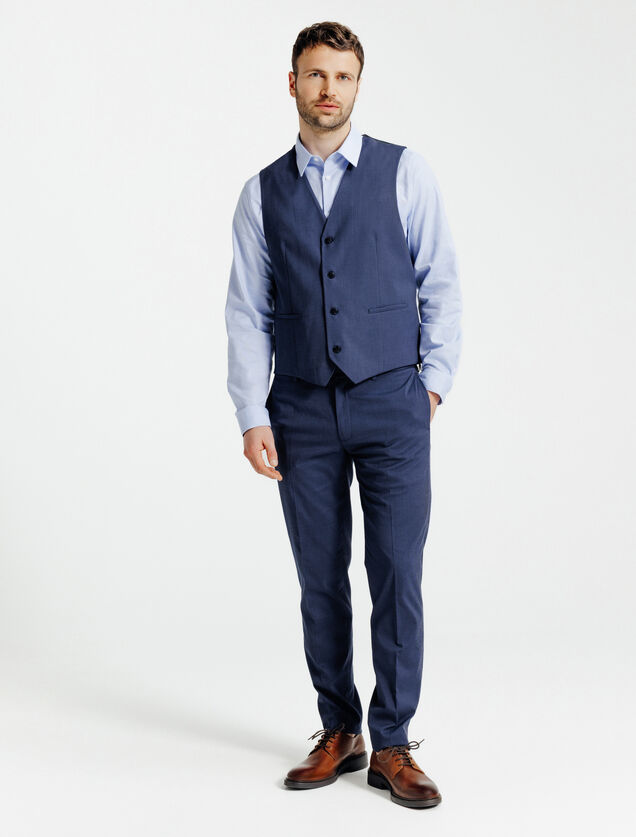 Slim fit kostuumgilet met pied-de-puce-motief