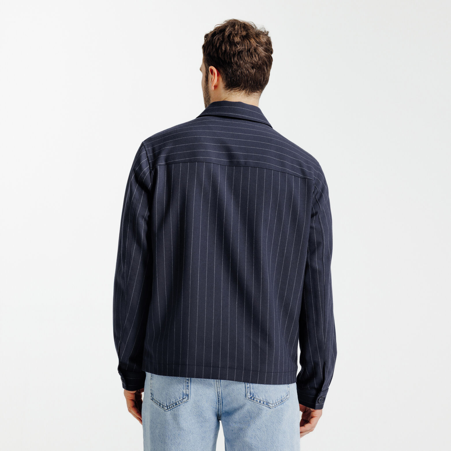 Veste col chemise zipp&eacute;e ray&eacute;e