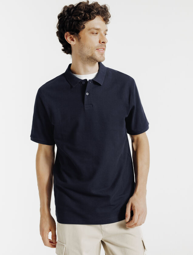 Effen polo in piquékatoen met korte mouwen