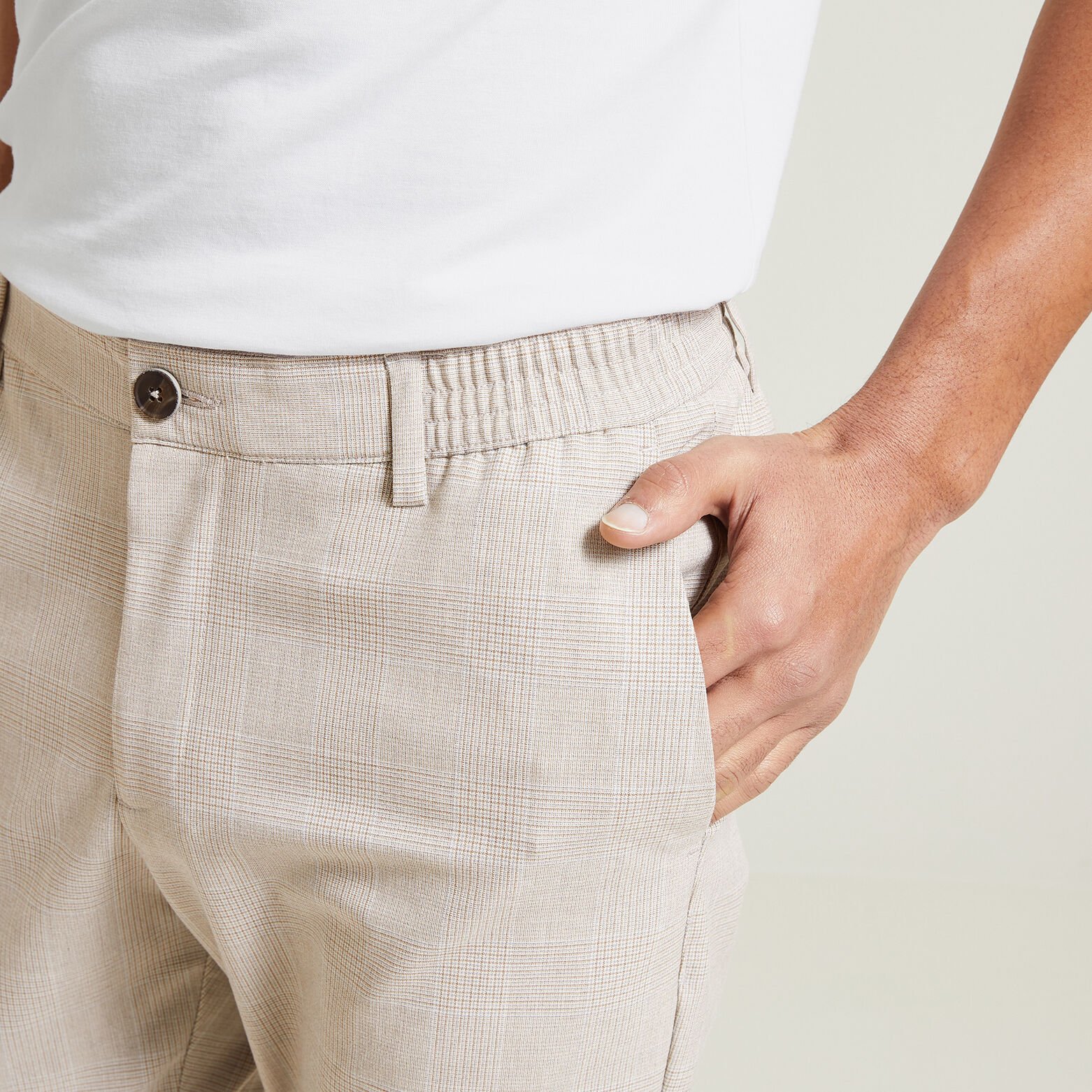Pantalon slim à carreaux bi-stretch