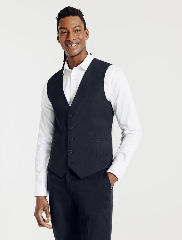 Slim fit kostuumgilet in bi-stretchstof