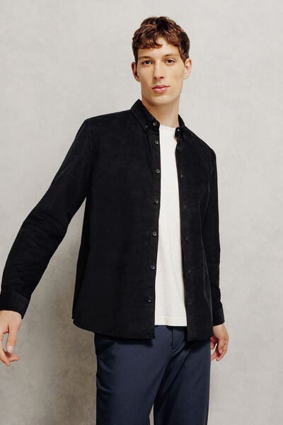Chemise en velours c&ocirc;tel&eacute; unie 100% coton