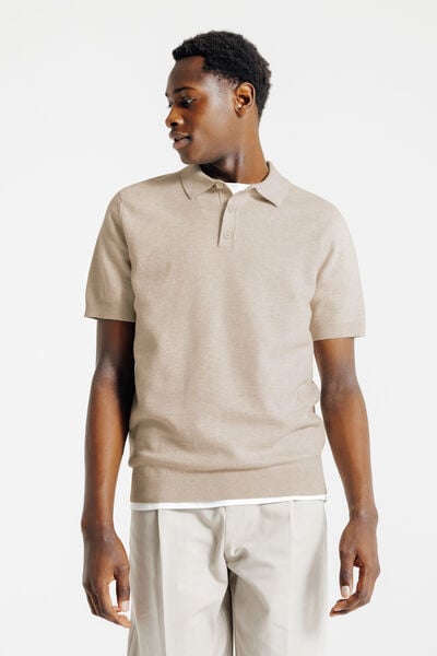 Polo en maille col boutonn&eacute; jeux de points