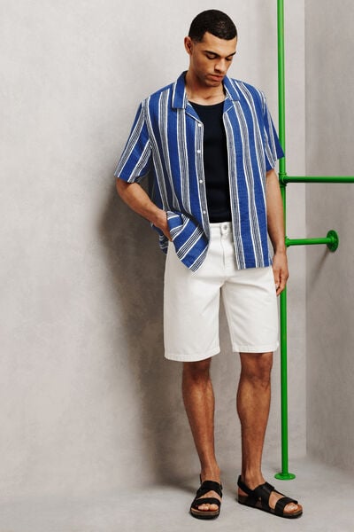 Chemisette en coton textur&eacute; &agrave; rayures