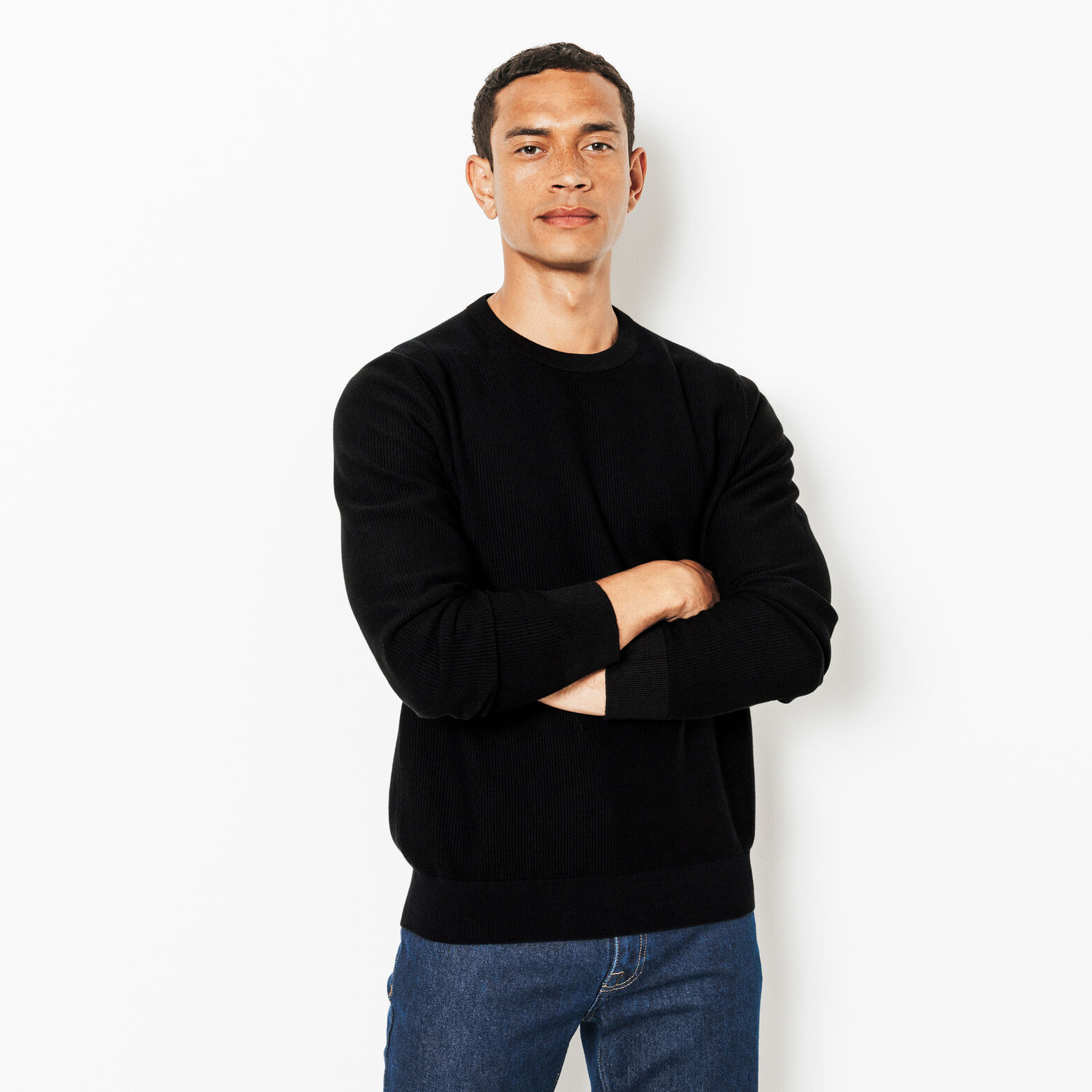 Pull col rond jeux de points fantaisie