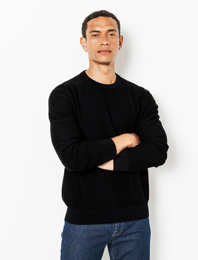 Pull col rond jeux de points fantaisie