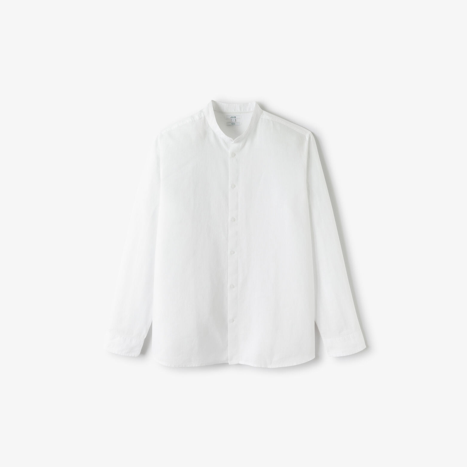 Chemise col mao en lin unie